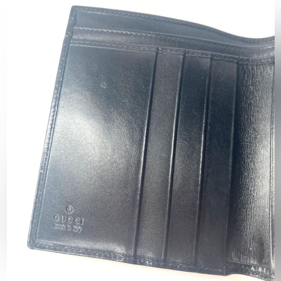 GUCCI VINTAGE GG LOGO PLATE LEATHER WALLET MEN BIFOLD BLACK - Picture 12 of 15